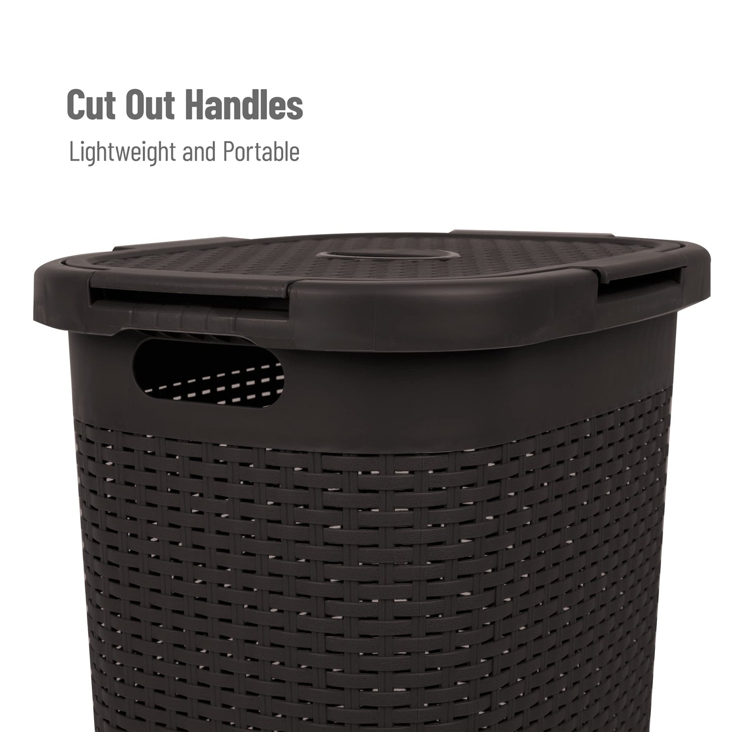 Mind Reader Slim Laundry Hamper with Lid, 60L Tall Clothes Basket, Narrow Tapered Design for