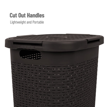 Mind Reader Slim Laundry Hamper with Lid, 60L Tall Clothes Basket, Narrow Tapered Design for