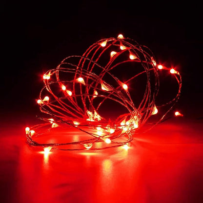 4-Pack Fairy Lights Battery Operated with Timer, 16FT 50 LED Waterproof Starry String Lights Outdoor Indoor Mini Cuttable Lights for Bedroom Home Wedding Christmas Halloween Parties Centerpiece (Red)