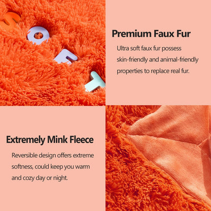 GONAAP Fuzzy Faux Fur Throw Blanket Twin Size Orange Super Soft Cozy Plush Fuzzy Shaggy Blanket for Couch Sofa Bed (Orange, Twin(60"x80"))
