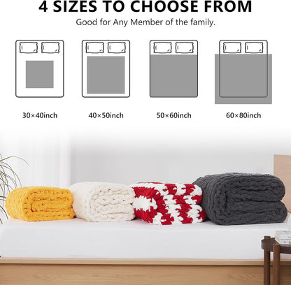 L'AGRATY Chunky Knit Blanket Throw - Soft Chunky Throw Blanket 50''x60'': 100% Hand Kintted Chenile Crochet Throw Blanket for Couch - Large Cable Knit Chunky Blanket for Home Decor(Grey)