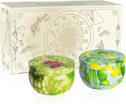 Set of 2 | 2.5-Ounce Scented Jar Candles - Fruit Style - Perfect for Home, Spa, Yoga Studio