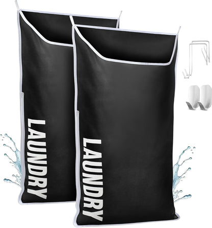 Hanging Laundry Hamper Bag XL 40x22", Space Saving over the Door Storage Bags, Behind the Door Hampers for Dirty Clothes & Wall Mounted Basket for Bathroom, Organizer for Small Room Spaces RV