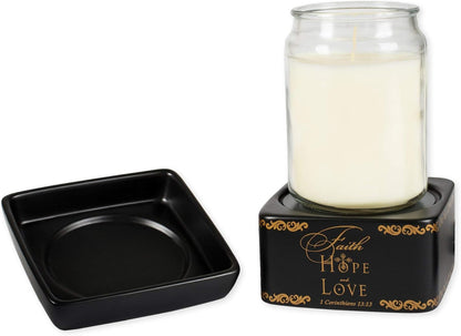 Elanze Designs Faith Hope Love Ceramic Stoneware Electric 2 in 1 Jar Candle and Wax and Oil Warmer