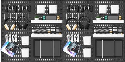 Pegboard Combination Kit, 25.2" x 50.4" Wall Mounted Storage Set with 8 Pegboards & 40 Accessories Hanging, Peg Boards Organizer