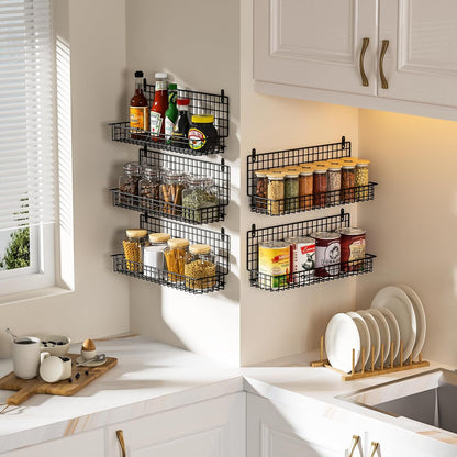X-cosrack Spice Rack Wall Mount, 5 Tier Large Spice Rack Organizer for Efficient Storage, Height-Adjustable Hanging Spice Shelf for Kitchen and Pantry, Up to Storage 90 Jars(Patent No.:D909138S)