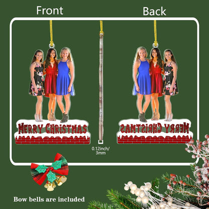 Personalized Christmas Ornament 2025, Photo Acrylic Customized Family Baby's Frist Christmas Ornament with Picture for Xmas Tree Decor Custom Gifts -Style3