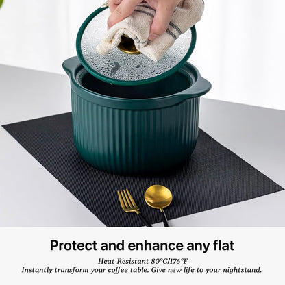 LEXMORE Placemats Set of 6 Vinyl/Plastic Woven Place Mats for Kitchen Table Indoor/Outdoor Washable Placemat Wipeable Dining Table Mats(A-Black)