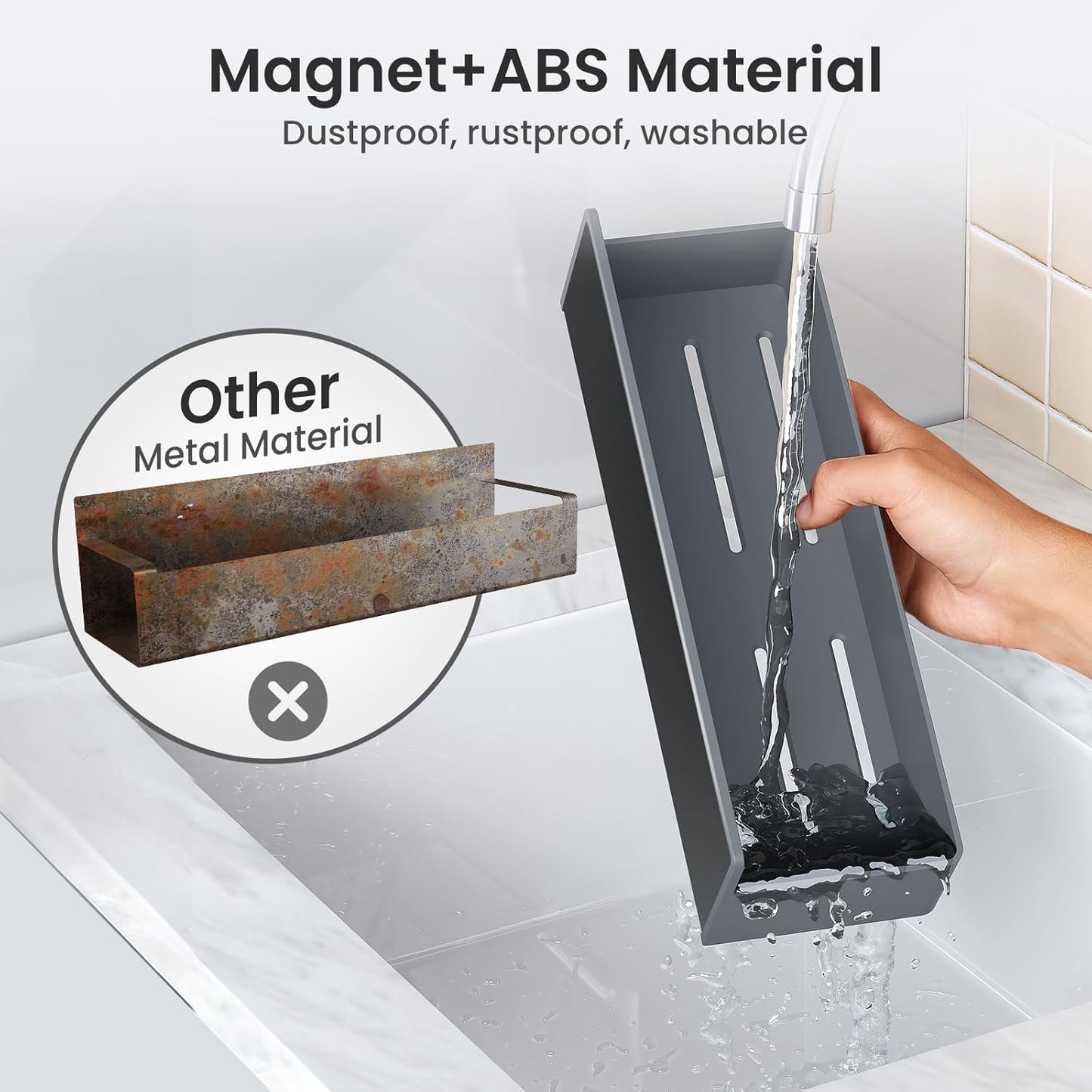 Magnetic Spice Rack for Refrigerator, Kitchen Organizer and Storage Shelf, Grey (4 Pack)…