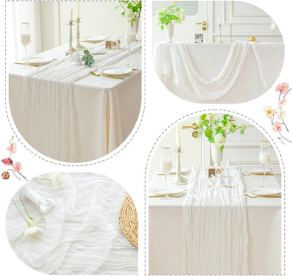 Sioloc Ivory White Cream Cheesecloth Table Runner Fall Autumn Decor for Home 10ft Table Cloth for Tea Wedding Birthday Party Baby Bridal Shower Halloween Thanksgiving