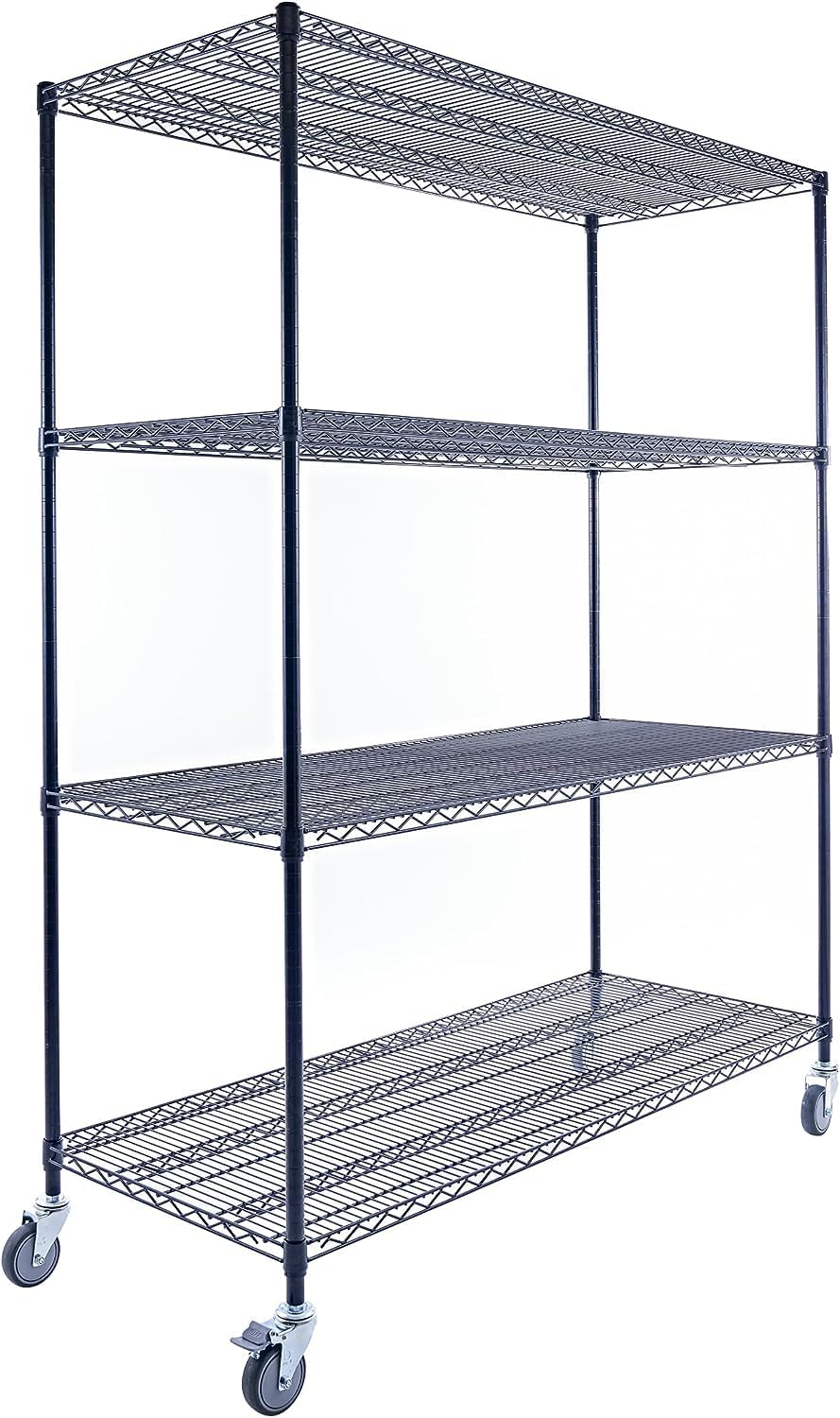 60"x24"x72" Premium Metal Steel 4-Tier Wire Shelving NSF 3200 LBS MAX Capacity Heavy Duty Storage Rack for Hospitals, Schools, Commercial Spaces, and Garages w/Premium Wheels