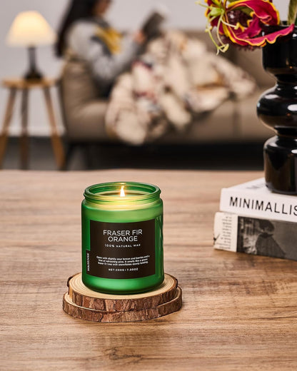 M&SENSE Fir & Orange Scented Natural Soy Wax Non Toxic Candle for Home, Cotton Wick Christmas Tree Scented 7.05oz Up to 50 Hours Holiday Aromatherapy Candle for Relaxation