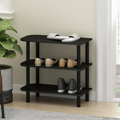 Furinno Turn-N-Tube Shoe Rack, 3-Tier Narrow Shoe Organizer, Shoe Rack Storage with Curved