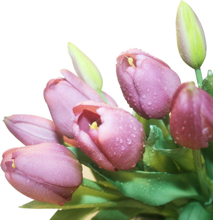 15pcs Artificial Tulips Flowers, Fake Tulips Real Touch, Faux Latex Bouquets, for Party Wedding Home Room Decoration (Purple)