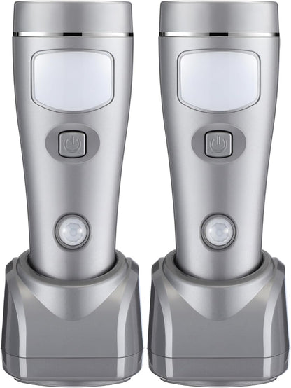 Enhon 2 Pack 4 in 1 LED Emergency Lights for Home Power Failure, Rechargeable Plug in Flashlight Motion Sensor Night Light, Automatic Turn On Power Outage Light for Home Hurricane Supplies