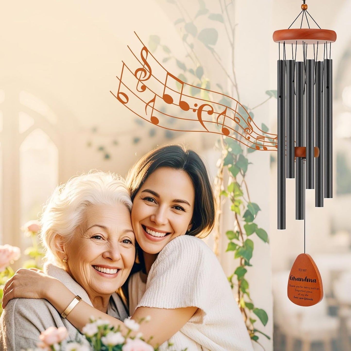 Birthday Gifts for Grandma, Grandmother Gift for Birthday, Mothers Day, Thanksgiving, Christmas, 32 Inch Wind Chimes Gift for Home Decor