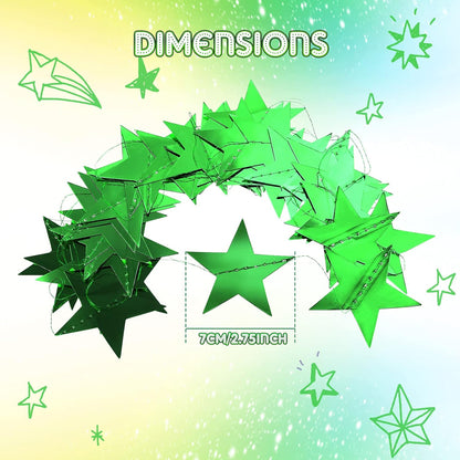 Patelai Glitter Star Garland Banner Decor 130 Feet Star Hanging Bunting Banner Twinkle Backdrop for Homecoming Classroom Wedding Birthday Halloween Christmas Party Supplies(Green)