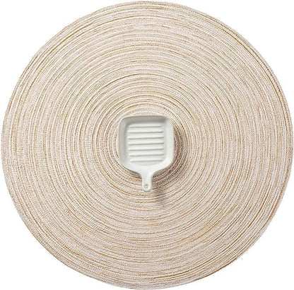 AHHFSMEI Round Braided Placemats Set of 8 Round Table Mats for Dining Tables Natural Woven Heat Resistant Place mats 15 Inch(Beige,8)