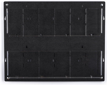 Displays2go Tiered Brochure Rack for Wall, 6-12 Adjustable Pockets, Frameless Acrylic - Black (2RP6BLK)