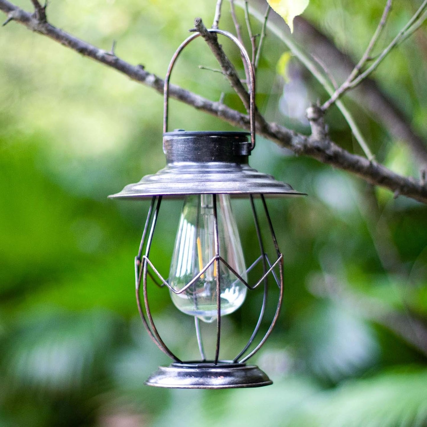 2 Pack Solar Lanterns Outdoor Hanging Solar Lights Decoration with Waterproof Warm Light Bulb for Patio Garden Pathway Yard Table Decor