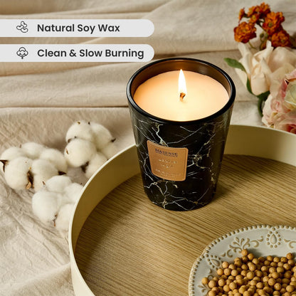 M&SENSE LeatherNight Scented Candles for Home, Lead-Free Wick Highly Scented Jar Candles, 14.1 Oz 80 Hours Lasting Burning Candles Gifts for Women, Relaxing Aromatherapy Candle for Stress Relief