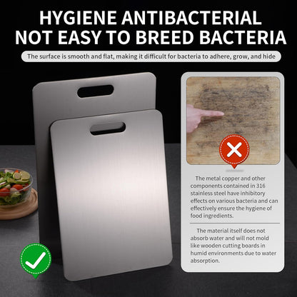 Katuchef Titanium Cutting Board 2025 New Upgrade Pure Titanium Cutting Boards for Kitchen Double Sided Cutting Boards Non Toxic,Hygiene Durable Chopping Board Suitable for Dishwasher Safe(11.4 * 7.9)