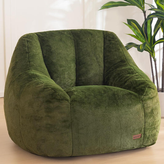 MAXYOYO Bean Bag Chair, Comfy Bean Bag Sofa with Back Support, Faux Fur Bean Bag Chair for Adults