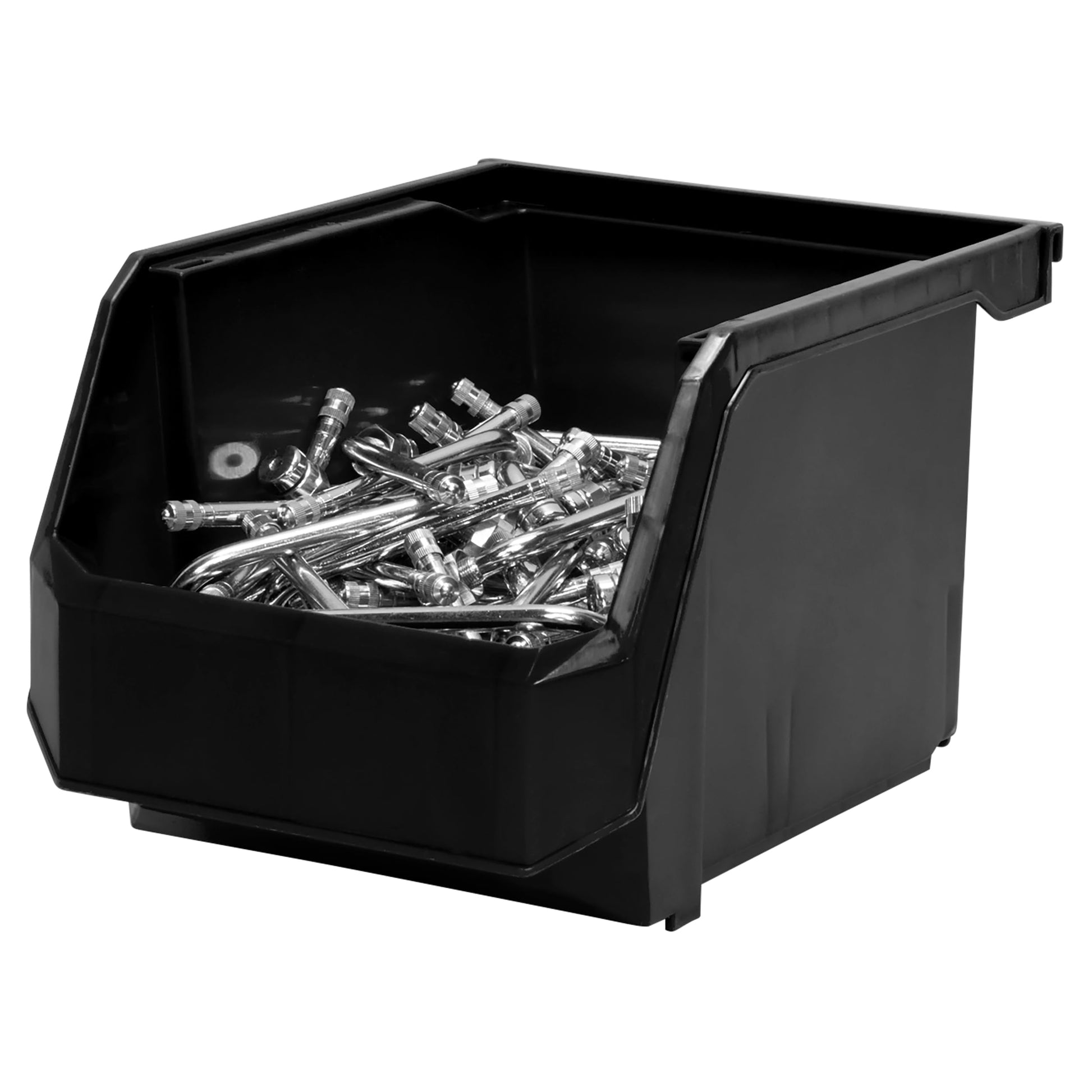 ReadySpace Medium-Tall Stackable Plastic Storage Bins, 4-Pack, Black