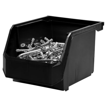 ReadySpace Medium-Tall Stackable Plastic Storage Bins, 4-Pack, Black