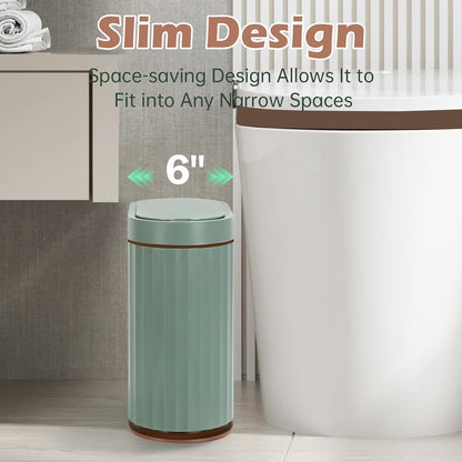 ELPHECO Bathroom Trash Can with Automatic Lid 2 Gallon Sensor Trash Bin, Smart Garbage Can IPX5 Waterproof Trash Bin, Small Slim Trash Can, Motion Sensor Wastebasket for Office, Kitchen, Sage Green