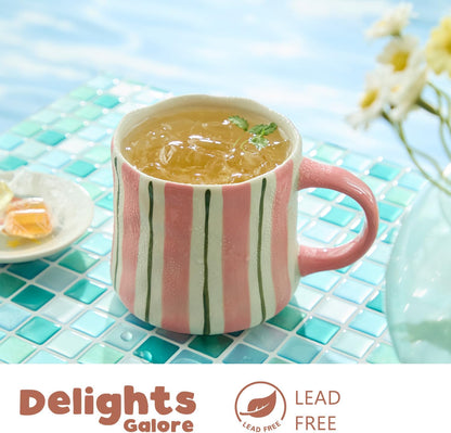 Vibrant Striped Ceramic Coffee Mug - Unique Red Design, 12oz, Microwave & Dishwasher Safe, Perfect for Daily Brews tea or coffee