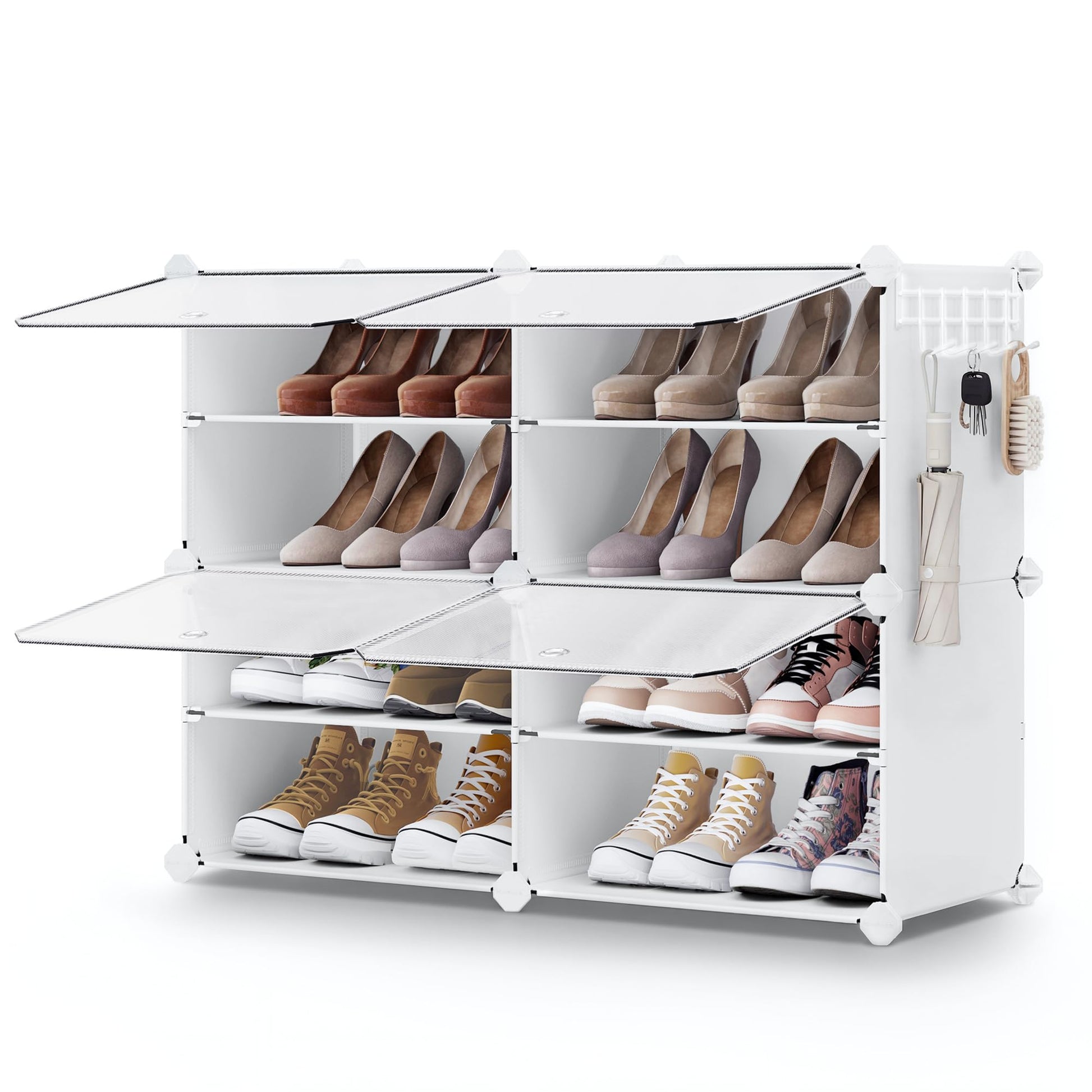 SONGMICS Shoe Rack Organizer, 4-Tier Shoe Storage Cabinet for Closet and Entryway, Holds 16 Pairs