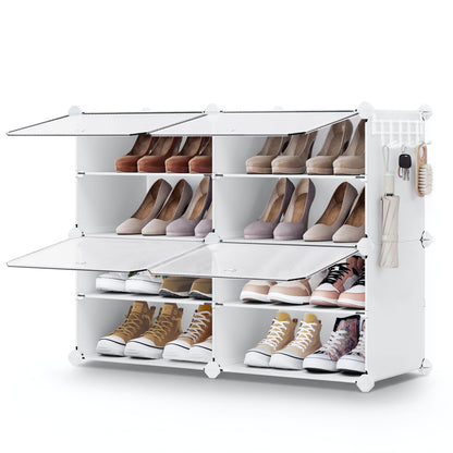 SONGMICS Shoe Rack Organizer, 4-Tier Shoe Storage Cabinet for Closet and Entryway, Holds 16 Pairs