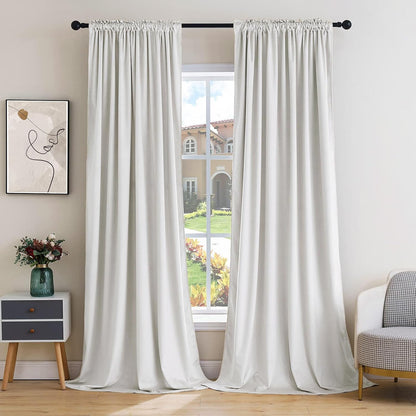 MIULEE White Velvet Curtains Thermal Insulated Blackout Curtain Drapes for Bedroom Living Room Darkening 96 Inches Long Curtains Panels Rod Pocket Set of 2