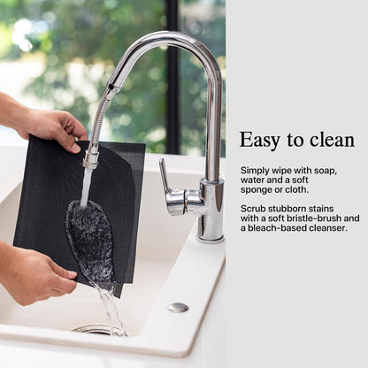 Placemats Set of 8 - Easy Clean Woven Vinyl Placemats for Dining Table, Indoor/Outdoor Place Mats, Washable PVC Table Mats（Black）