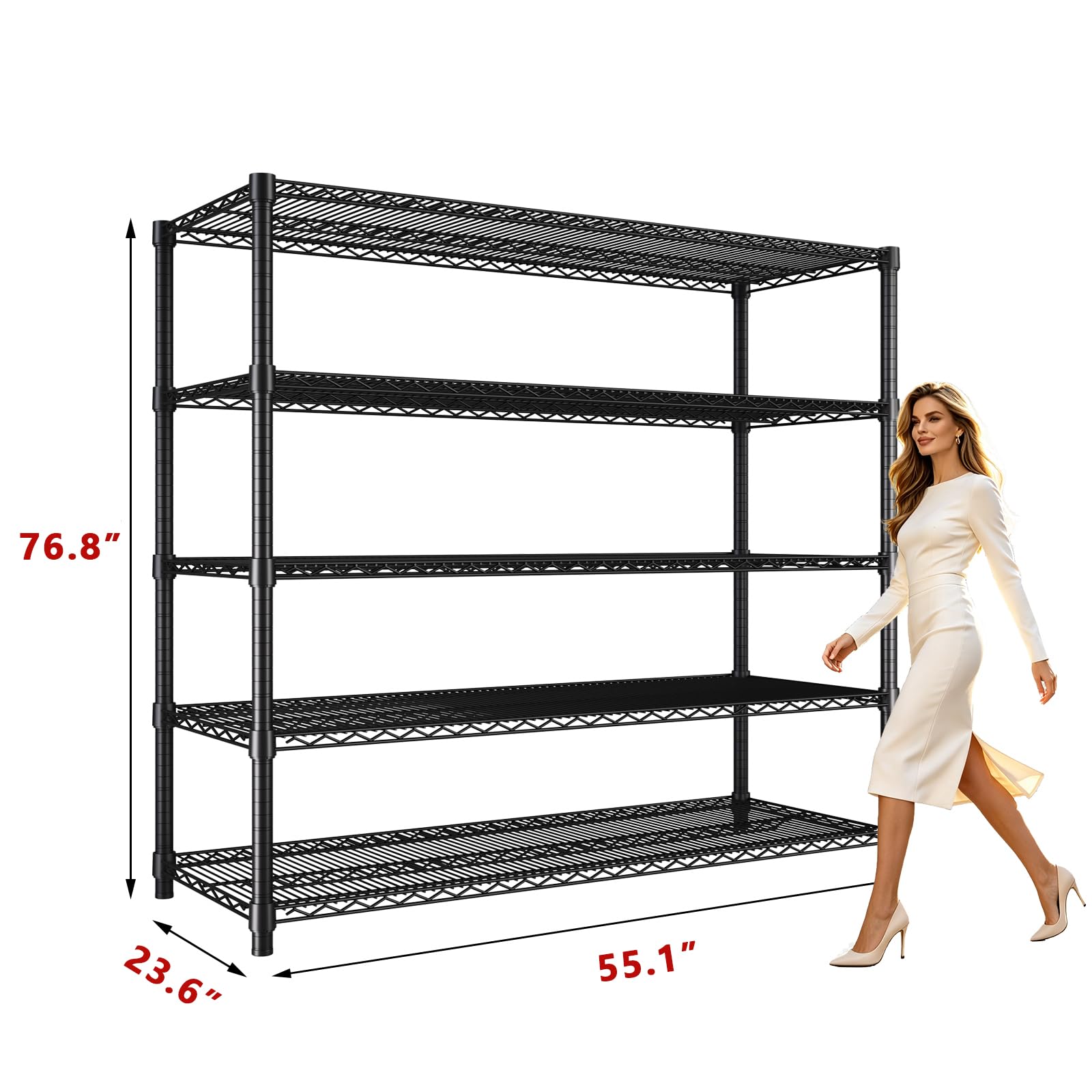 Garvee 76.8" H Storage Shelves 5-Tier Garage Shelving Adjustable for Pantry