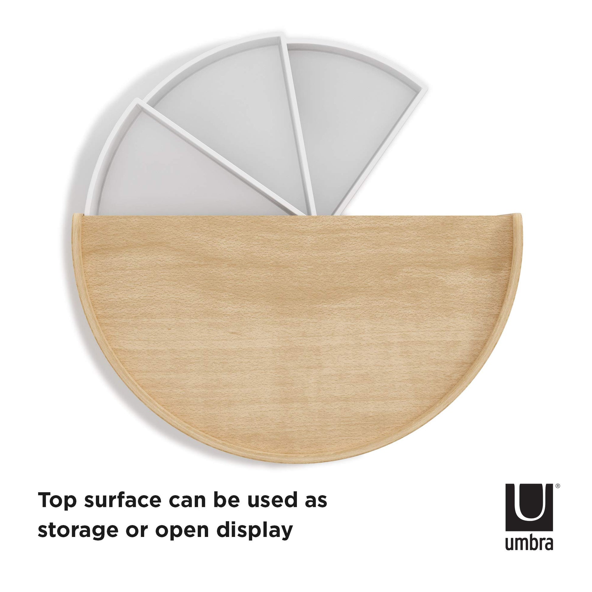 Umbra Moona Jewelry Box, Rotating Wood Jewelry Organizer, White/Natural
