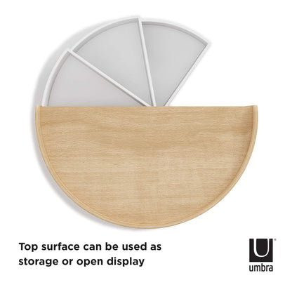 Umbra Moona Jewelry Box, Rotating Wood Jewelry Organizer, White/Natural