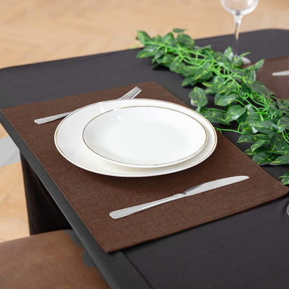 Cloth Placemats Set of 8, Linen Type Fabric Placemats Machine Washable Heat Resistant Placemats Wrinkle Free Thick Polyester Kitchen Place Mats for Dining Table (Dark Brown)