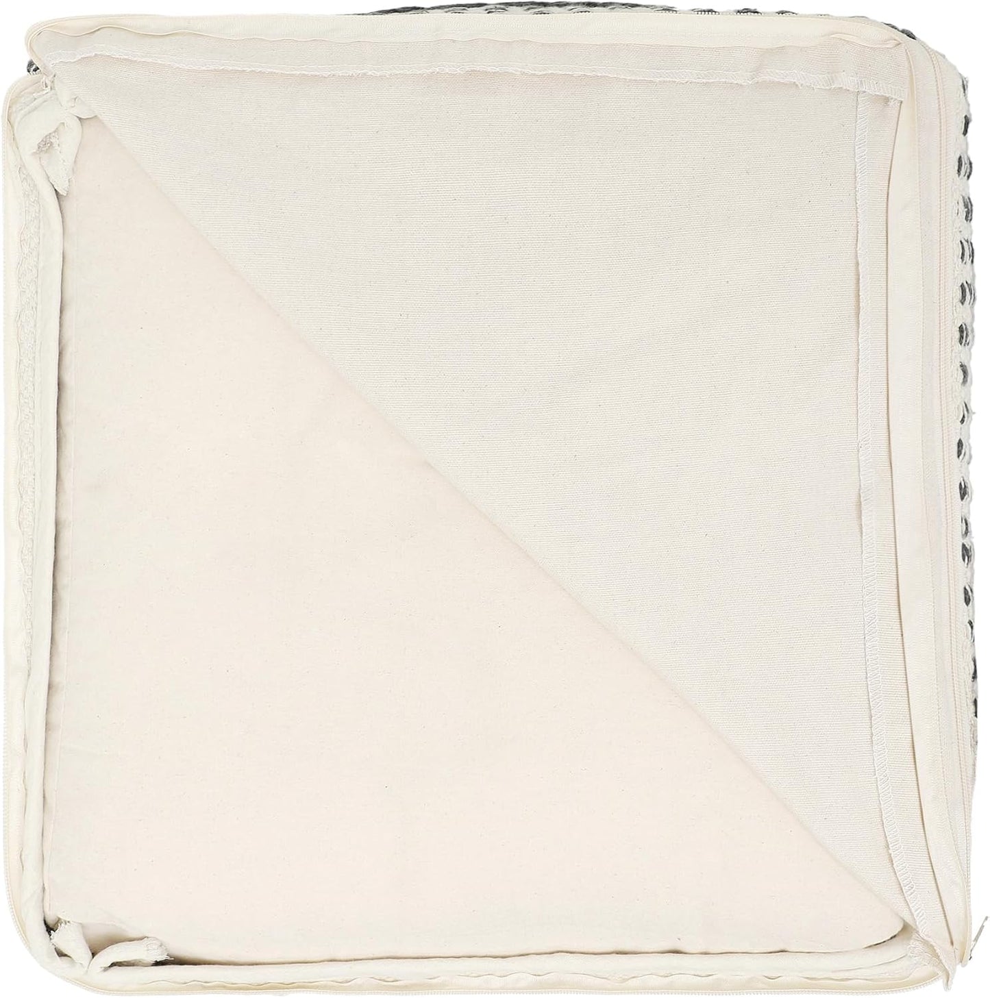 REDEARTH · Tufted Pouf Ottoman with Filler Textured Storage Cube Bean Bag Pouffe Footrest for Indoor; 100% Cotton (17.5"X17.5"X17.5", Black Jasper)