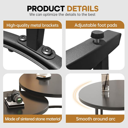 Coffee Tables for Living Room, Black Modern Decorative Coffee Center Table Set of 2, Sintered Stone Top & Sturdy Metal Base,for Living Room, Bedroom, Apartment