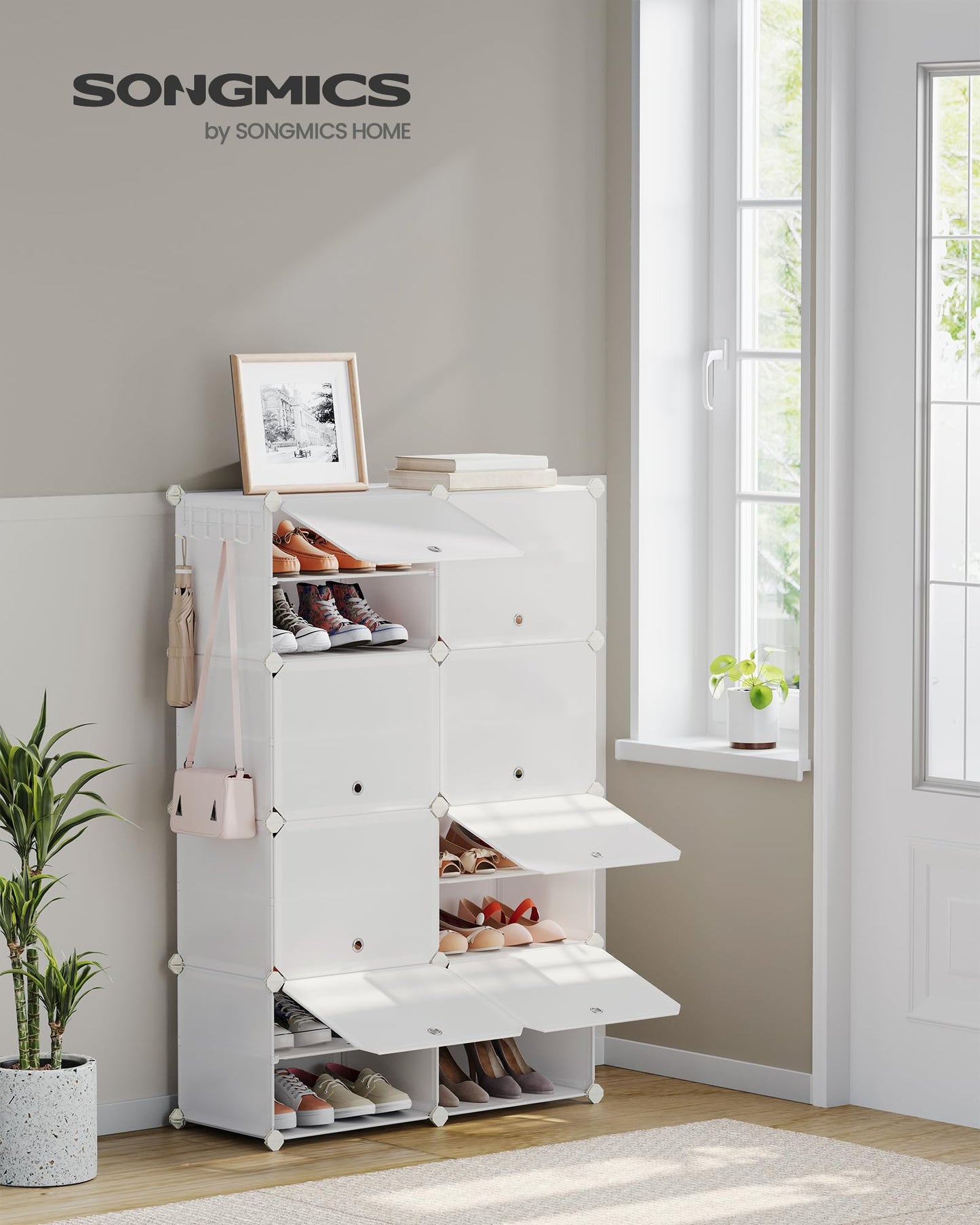 SONGMICS Shoe Rack Organizer, 8-Tier Shoe Storage Cabinet for Closet and Entryway, Holds 32 Pairs
