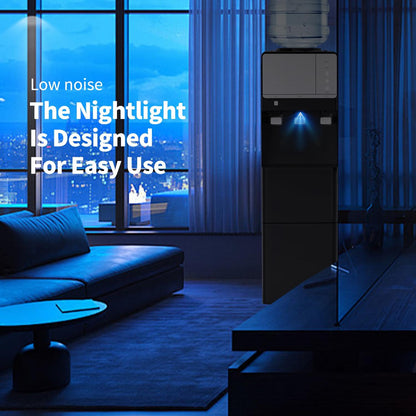 IKT Top Load Water Cooler Dispenser with Ice Maker for 5 Gallon Bottle 27 lbs Daily Capacity 3 Temperature Night Light Black