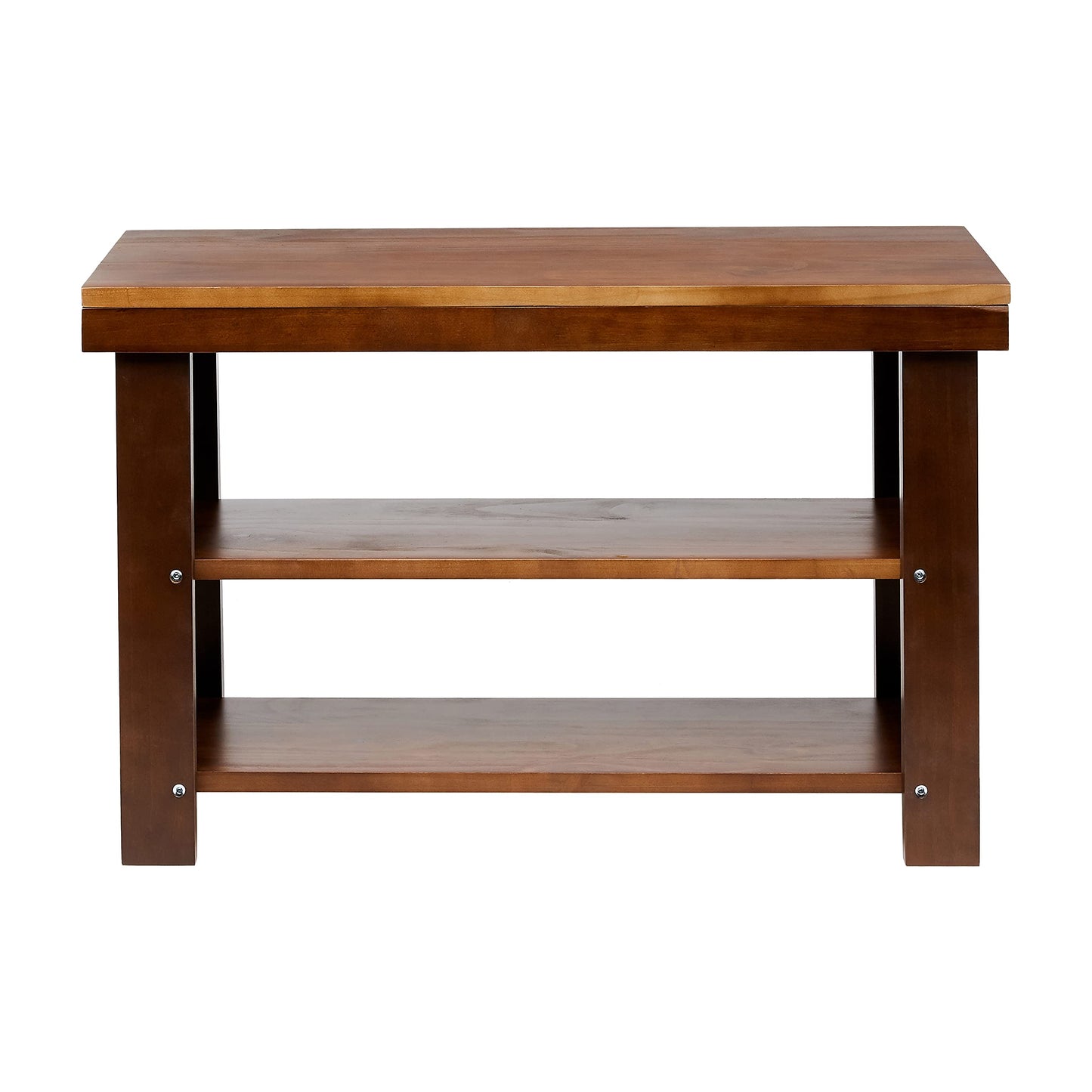 Amazon Basics Sturdy Solid Pine Wood Entryway Bench with Shoe Storage Organizer Rack, Espresso