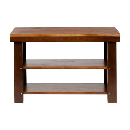 Amazon Basics Sturdy Solid Pine Wood Entryway Bench with Shoe Storage Organizer Rack, Espresso