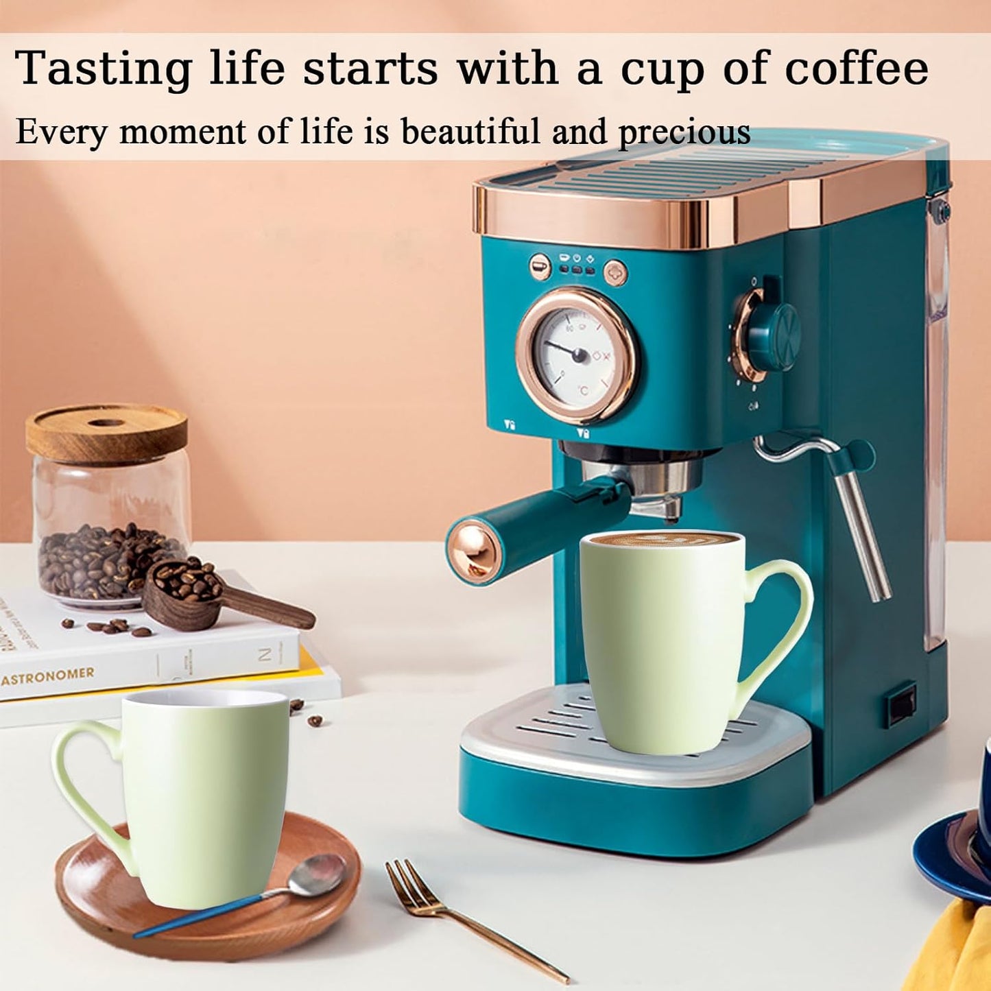 Coffee Mugs Set of 6, 12oz Ceramic Coffee Mugs with Handle, Matte Porcelain Green Coffee Mug for Latte, Tea, Cocoa, Cappuccino, Cups for Women Men for Home Restaurant Mug (Green)