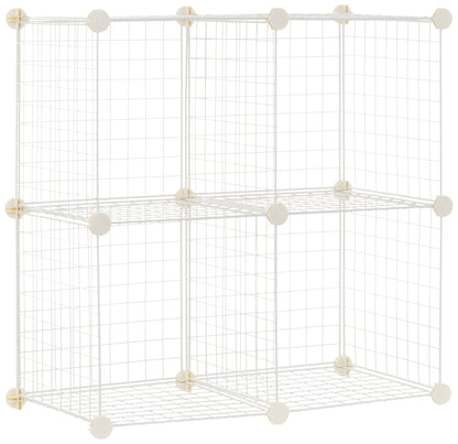 Amazon Basics 4 Cube Wire Grid Storage Organizer, Closet Organizer and Shelves, Stackable