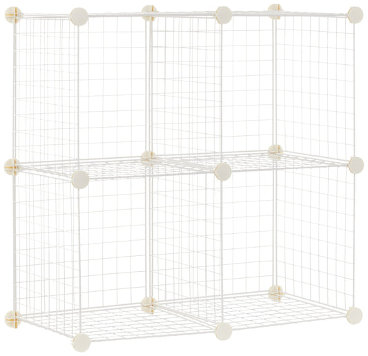 Amazon Basics 4 Cube Wire Grid Storage Organizer, Closet Organizer and Shelves, Stackable