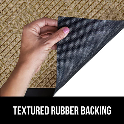 GORILLA GRIP 100% Waterproof All-Season WeatherMax Doormat US Designed Natural Rubber, Stain and Fade Resistant, Low Profile Indoor Outdoor Door Mats, Easy Clean Patio Mat, 23x35, Beige Diamond