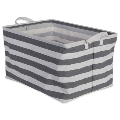 DII Laundry Storage Collection, PE Coated Collapsible Bin with Handles, Gray Stripe, Large Set
